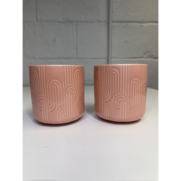 NEW Starbucks 2024 Embossed Curved Pastel Pink Pearlescent 14oz Mug SET OF 2 - Picture 2 of 11